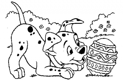 Easter  Coloring Pages on Easter Bunny Coloring In Pages  Dalmatian Play With Easter Egg